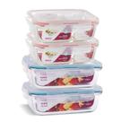 Kit 4 Potes De Vidro Retangulares, 1040ml + 1010 C/divisória