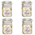 Kit 4 potes Fido Italiano Hermetico De Vidro 1 Litro Bormioli Rocco