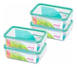 Kit 4 Potes Hermético 1,24l Freshy Alimentos Micro-ondas Empilhável