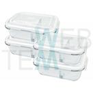 Kit 4 Potes Hermético Marmita de Vidro Retangular Com Divisória 1010ml Com Tampa BPA Free: Cozinha Organizada, Sustentabilidade e Alimentos Frescos