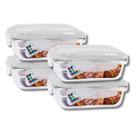 Kit 4 Potes Hermetico Vidro 1040ml Marmita Tampa 4 Travas