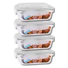 Kit 4 Potes Hermetico Vidro Liso 1040ml Grande Marmitas Frutas