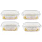 Kit 4 Potes Hermético Vidro Marmita Micro-ondas 1520ml