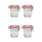 Kit 4 Potes Hermético Vidro Trava Metal 300ml Class Home