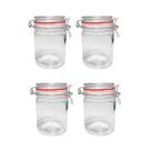 Kit 4 Potes Hermético Vidro Trava Metal 750ml Class Home
