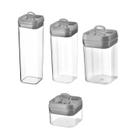 Kit 4 Potes Herméticos Cinza Frio Flip Coza Kit 4 Potes Herméticos Cinza Frio Flip Coza