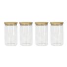 Kit 4 Potes Herméticos de Vidro com Tampa de Bambu 1000ml
