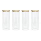 Kit 4 Potes Herméticos de Vidro com Tampa de Bambu 1500ml