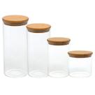 Kit 4 Potes Herméticos Redondo Tampa Bambu Zen VD24476 - Mimo Style