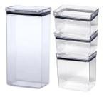 Kit 4 Potes Herméticos Retangular Lumini 580/1300/2600ML