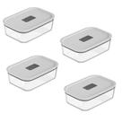 Kit 4 Potes Herméticos Vidro Marmita Anti Vazamento Forno Air Fryer Freezer e Microondas