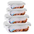 Kit 4 Potes Marmita Fit Retangular 370ml+640ml+1040ml+1520ml