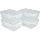 Kit 4 Potes Marmita Reutilizável 1400ml Trava Freezer Microondas Fitness