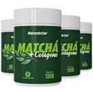 Kit 4 Potes Matchá + Colágeno Suplemento Chá em Pó Natural Instantâneo Legítimo Sabor 100% Puro Premium 190g