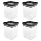Kit 4 Potes Multiuso Hermetico Tampa Preta 300ML