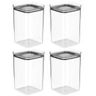 Kit 4 Potes Organizadores Porta Mantimentos 3,5L Hermético Ou Linha Block Plástico Natural