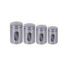 Kit 4 Potes P/ Mantimentos Condimentos Temperos Em Aço Inox