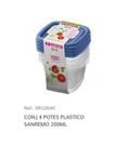 Kit 4 Potes Para Alimentos Quadrado 200 ML Transparente Sanremo - SR120/4C