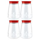 Kit 4 Potes Plástico Tampa De Rosca 2,2lt Bolachas Biscoito