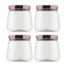 Kit 4 Potes Plástico Tampa Rose 1,2l Bolachas Biscoito -
