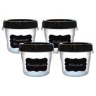 Kit 4 Potes Porta Condimentos Tampa com Rosca 300 ml Conjunto Temperos Preto