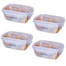 Kit 4 Potes Retagulares Fliplock Em Plástico 400ml-rischioto Kit 4 Potes Retagulares Fliplock Em Plástico 400ml-rischioto