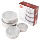 Kit 4 Potes Tigelas Inox com Tampa