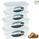 Kit 4 Potes Transparente 1,2 L E 3,0 L Presidio Retangular