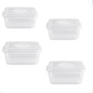 Kit 4 Potes Transparente Quadrado Plástico 550ml MB Plástico