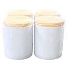 Kit 4 Potes Uso Geral 200ml - Potes Porcelana Tampa Pinus