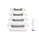 Kit 4 Potes Vidro Vácuo E Bomba Succção 1,52/1,04/640/370ml