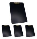Kit 4 Prancheta Office Black Preta MDF Ofício A4 C/ Prendedor Metalizado Stalo