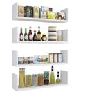 Kit 4 Prateleiras para Organização da cozinha - incluso suporte de instalação