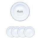 Kit 4 Prato Esmaltado branco 22cm alumínio retro cozinha