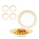 Kit 4 Prato Fundo De Porcelana Branco Com Borda Dourada 22cm Kit 4 Prato Fundo De Porcelana Branco Com Borda Dourada 22cm
