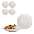 Kit 4 Prato Redondo Fundo Opaline Branco Borda Dourada 21cm