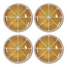 Kit 4 Pratos Cerâmica Sobremesa Frutas Laranja Alleanza