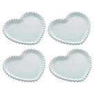 Kit 4 Pratos De Cerâmica Formato Coração Com Borda Pearl Para Café Lanche Petiscos Servir Almoço Janta