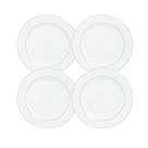Kit 4 Pratos de Sobremesa 19cm Monaco Porcelana Borda Prata Wolff
