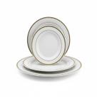 Kit 4 Pratos jantar Borda Dourada Acrilico + 4 de sobremesa