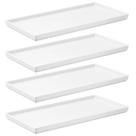 Kit 4 Pratos Retangulares Branco Servir Petiscos 27x13cm Comidas Japonesa Bandejas Decorativa Uno Coza Plastica
