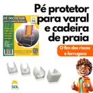 Kit 4 Protetor de Pé para Cadeira de Praia e Varal de Chão Anti Risco Não Enferruja Não Danifica o Piso
