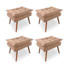 Kit 4 Puffs Opala Pés Palito Sued Bege - Kimi Design Kit 4 Puffs Opala Pés Palito Sued Bege - Kimi Design