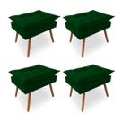 Kit 4 Puffs Opala Pés Palito Veludo Verde Musgo - Kimi Design Kit 4 Puffs Opala Pés Palito Veludo Verde Musgo - Kimi Design