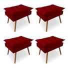 Kit 4 Puffs Opala Pés Palito Veludo Vermelho - Kimi Design