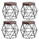 Kit 4 Puffs Vanessa decorativos aramado Preto - Assento Mandala