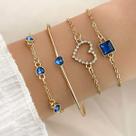 Kit 4 Pulseiras Femininas Douradas Azul Royal Banho Ouro