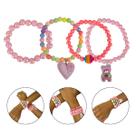 Kit 4 Pulseiras Infantil Pingente Miçanga Colorida Menina