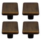 Kit 4 Puxadores Zamac Quadrados Furo Único M4 Para Gavetas Armários Guarda Roupa Conjunto Metálico Multiuso Para Casa Fixação Parafuso