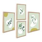 Kit 4 Quadro Decorativo Abstrato Boho Luxo Bege Sala Cozinha ânfora com Moldura Caixa Alta 40cm